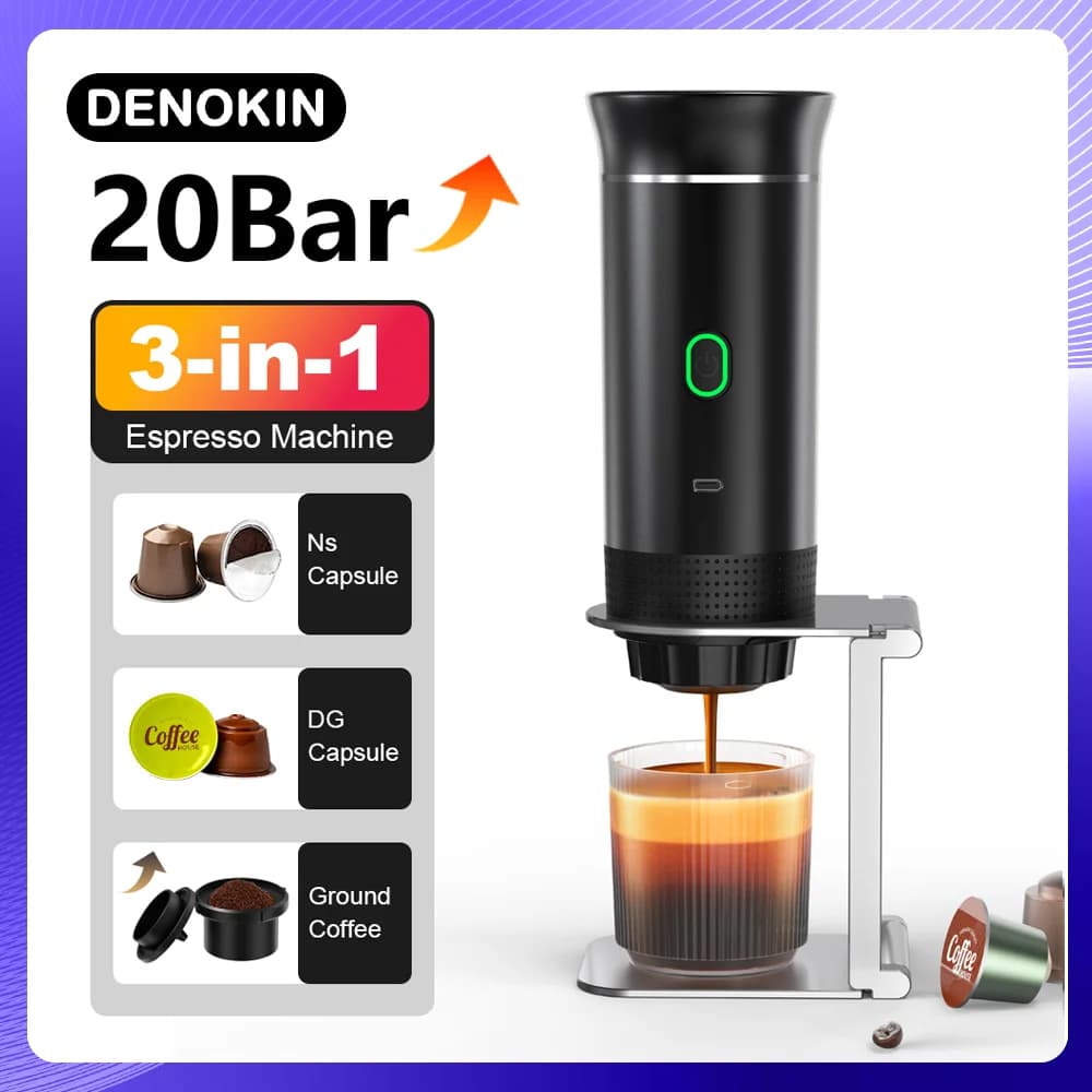 Bärbar 3-i-1 espressokaffemaskin