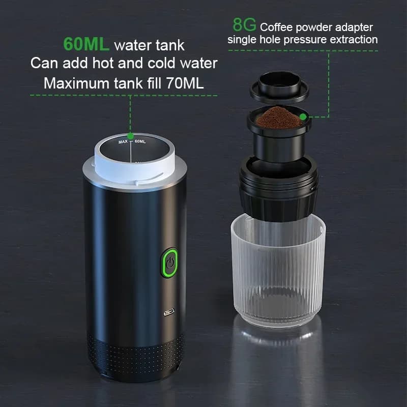 Bärbar 3-i-1 espressokaffemaskin
