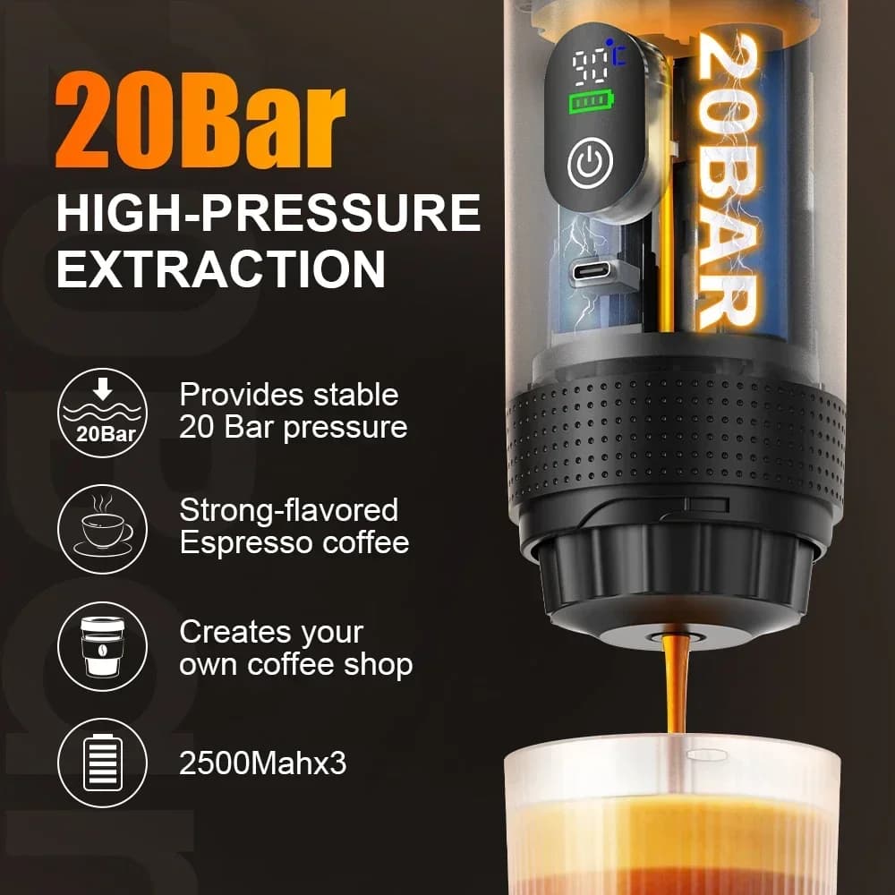 Bärbar espressokaffemaskin 3-i-1