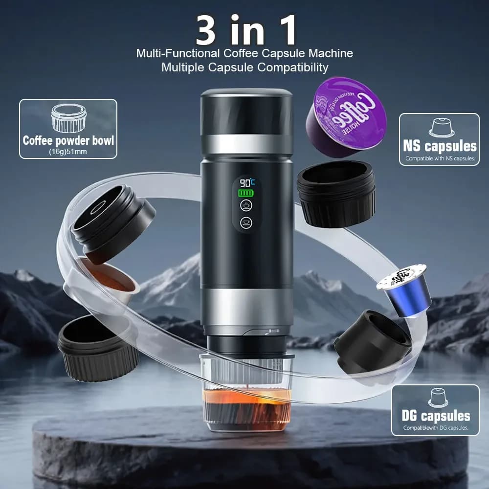 Bärbar espressokaffemaskin 3-i-1