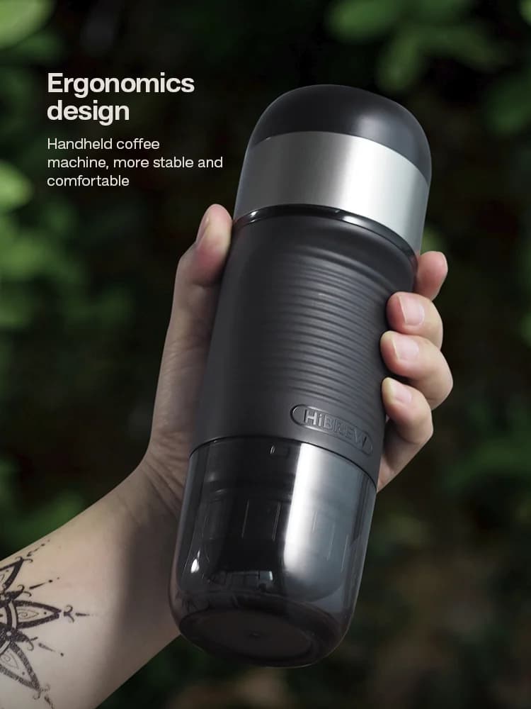 Bärbar kaffemaskin för kapsel- och malet kaffe