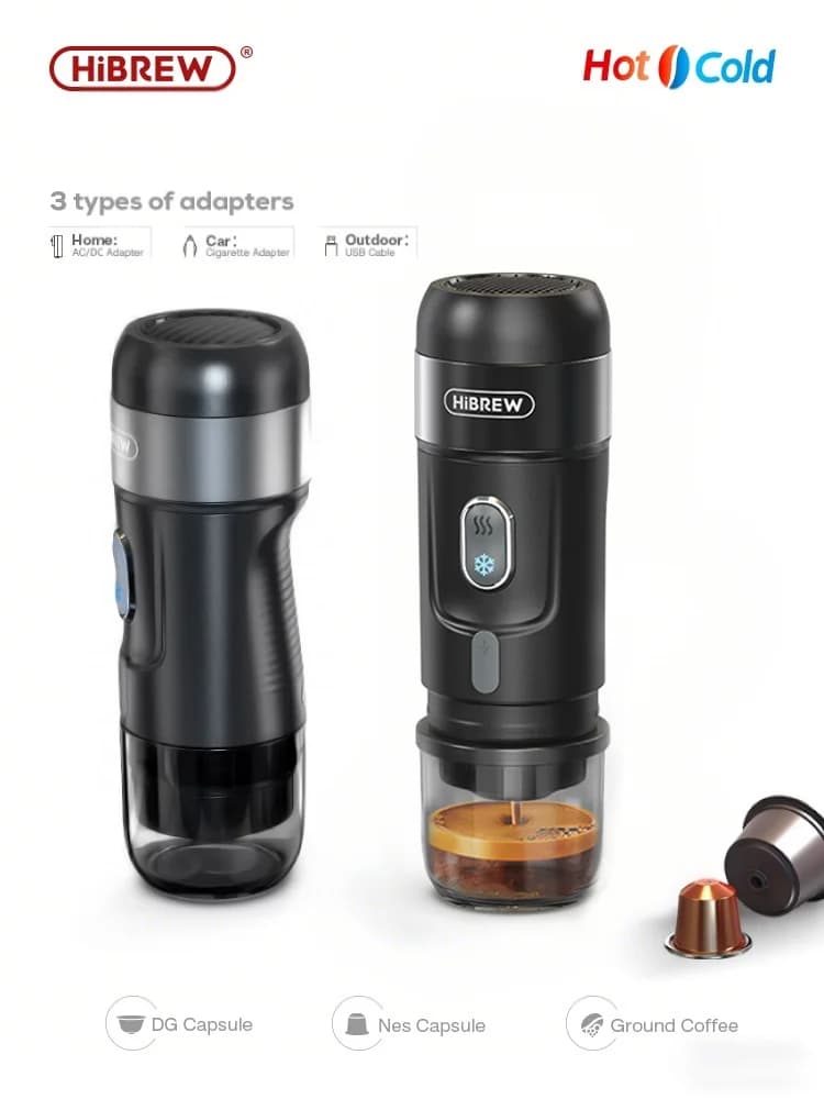 Bärbar kaffemaskin för kapsel- och malet kaffe