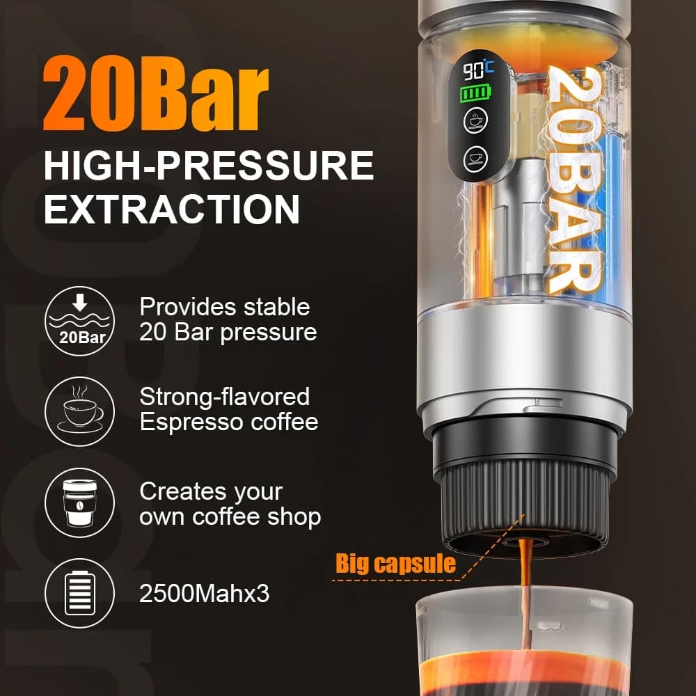 Bärbar espressokaffemaskin 3-i-1